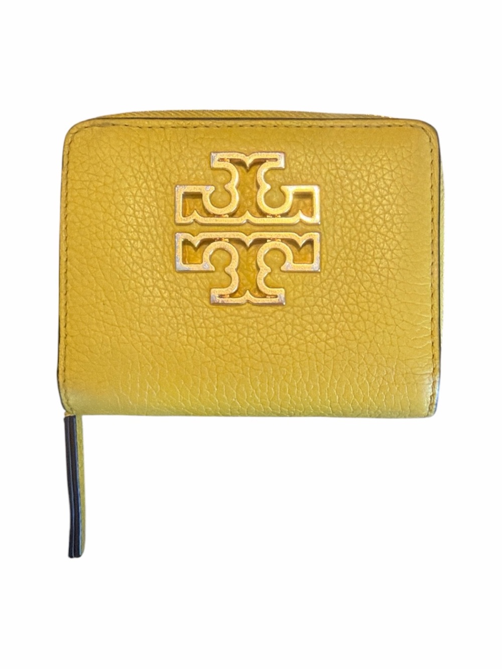 Tory Burch Bright Yellow Leather Compact Bi-Fold and Zip Wallet